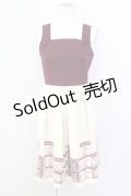 F i.n.t / 紅茶缶プリントバイカラーワンピース  ボルドー T-25-03-30-020-CA-OP-SA-ZT090