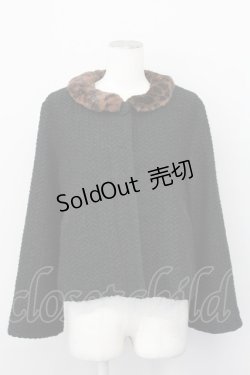 画像1: an another angelus / レオパードファー襟ショートコート  ブラック T-25-03-31-001-CA-CO-SA-ZT-C039