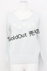 F i.n.t / リボン刺繍フラワーニット  ミント T-25-03-31-019-CA-TO-SA-ZT069
