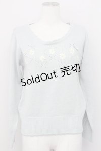 F i.n.t / リボン刺繍フラワーニット  ミント T-25-03-31-019-CA-TO-SA-ZT069