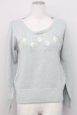 画像1: F i.n.t / リボン刺繍フラワーニット  ミント T-25-03-31-019-CA-TO-SA-ZT069