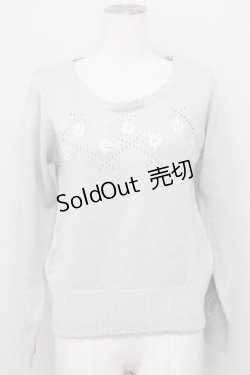 画像1: F i.n.t / リボン刺繍フラワーニット  ミント T-25-03-31-019-CA-TO-SA-ZT069