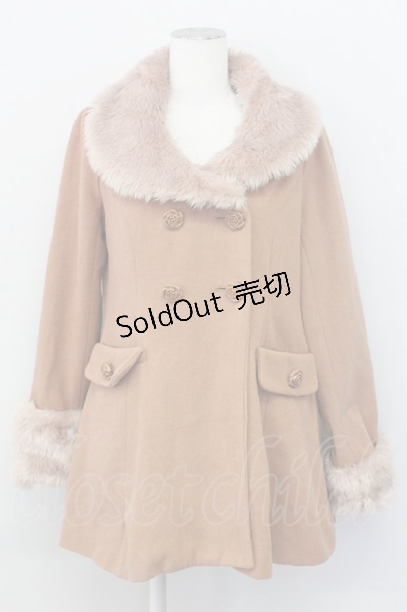 画像1: 【SALE】an another angelus / ファー衿付きバラ釦コート  ピンクブラウン T-25-03-31-003-CA-CO-SA-ZTC039 (1)