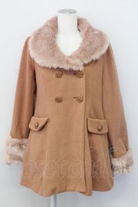 an another angelus / ファー衿付きバラ釦コート  ピンクブラウン T-25-03-31-003-CA-CO-SA-ZT-C039