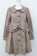 axes femme / ペプラム切替裏毛コート M ネイビーXブラウン T-25-03-31-004-AX-CO-SA-ZT-C039