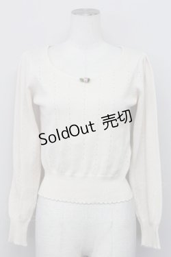 画像1: F&A / ミニバラ付長袖ニット  オフホワイト T-25-03-31-010-LO-TO-SA-ZT
