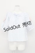 【SALE】F&A / ストライプバラ刺繍ブラウス  ブルーストライプ T-25-03-31-014-LO-BL-SA-ZT069