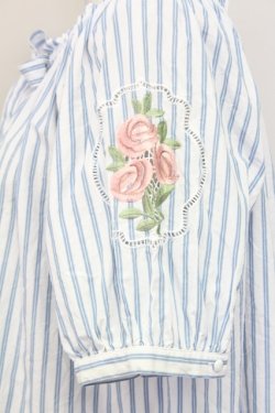 画像3: F&A / ストライプバラ刺繍ブラウス  ブルーストライプ T-25-03-31-014-LO-BL-SA-ZT069