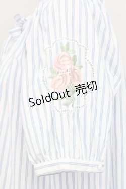 画像3: 【SALE】F&A / ストライプバラ刺繍ブラウス  ブルーストライプ T-25-03-31-014-LO-BL-SA-ZT069