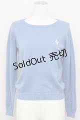 F i.n.t / プードル刺繍ニットプルオーバー  ブルー T-25-03-31-016-CA-TO-SA-ZT069