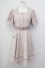 Amavel / ストライプ半袖ワンピース  ピンクＸ白 T-25-04-20-005-CA-OP-SA-ZI