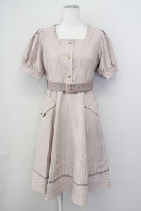 Amavel / ストライプ半袖ワンピース  ピンクＸ白 T-25-04-20-005-CA-OP-SA-ZI