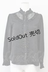Amavel / レースフリルブラウス  黒 T-25-04-21-016-CA-BL-SA-ZI