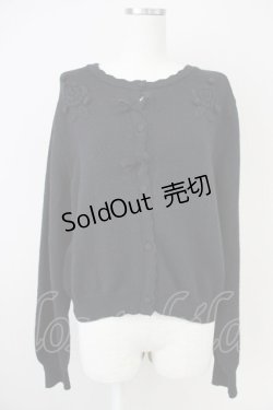 画像1: m petit by misako / ローズ刺繍ニットカーディガン  黒 T-25-04-21-017-LO-TO-SA-ZI