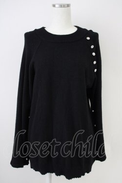 画像1: axes femme / アソート釦付スリット袖ニット  黒 T-25-04-21-018-AX-TO-SA-ZI