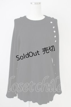 画像1: axes femme / アソート釦付スリット袖ニット  黒 T-25-04-21-018-AX-TO-SA-ZI