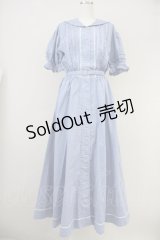 KETTY / ギンガムチェックセーラー襟半袖ワンピース  サックスＸ白チェック T-25-04-21-022-EL-OP-SA-ZI