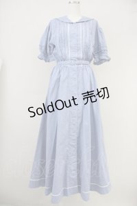 KETTY / ギンガムチェックセーラー襟半袖ワンピース  サックスＸ白チェック T-25-04-21-022-EL-OP-SA-ZI