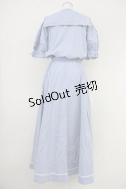 画像2: KETTY / ギンガムチェックセーラー襟半袖ワンピース  サックスＸ白チェック T-25-04-21-022-EL-OP-SA-ZI