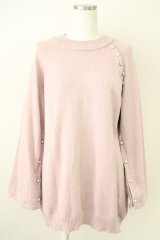 axes femme / アソート釦付スリット袖ニット  ピンク T-25-04-21-006-AX-TO-SA-ZI
