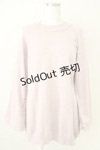 axes femme / アソート釦付スリット袖ニット  ピンク T-25-04-21-006-AX-TO-SA-ZI