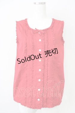 画像1: KETTY / ピンタックフリルノースリーブブラウス  赤 T-25-04-21-008-EL-BL-SA-ZI