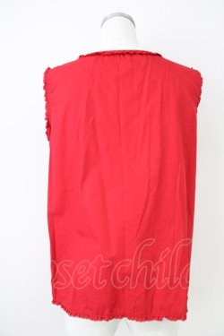 画像2: KETTY / ピンタックフリルノースリーブブラウス  赤 T-25-04-21-008-EL-BL-SA-ZI