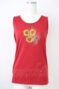 KETTY / ひまわり刺繍タンク  赤Ｘ黄色 T-25-04-21-009-EL-TO-SA-ZI