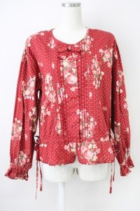 KETTY / フラワーブーケドットブラウス  赤 T-25-04-21-010-EL-BL-SA-ZI