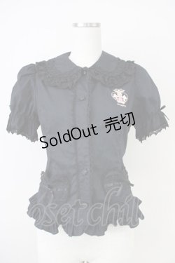 画像1: MAM MAXICIMAM / マジカルクラウン刺繍ブラウス  黒 T-25-04-21-015-LO-BL-SA-ZI
