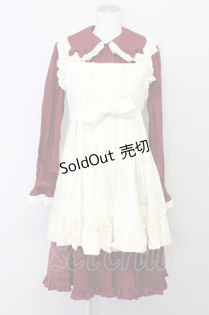 画像1: metamorphose / シャーリング長袖ワンピース  エンジ T-25-04-23-001-ME-OP-SA-ZI (1)