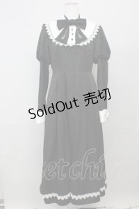 Alice Girl / カトラリーリボンタイ長袖ワンピース XL 黒Ｘ白 T-25-04-23-002-EL-OP-SA-ZI