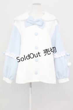 画像1: ililil / ふわふわえんじぇるちゃんコート  白Ｘサックス T-25-04-23-020-PU-CO-SA-ZI