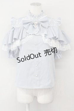 画像1: LOLITAその他(お買取対象外) / リボンレースオフショルブラウス  サックスＸ白 T-25-04-23-005-LO-BL-SA-ZT