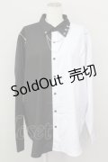 THICC / 肩ZIPシャツ  黒Ｘ白 T-25-04-23-006-LO-BL-SA-ZT