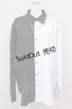 画像1: THICC / 肩ZIPシャツ  黒Ｘ白 T-25-04-23-006-LO-BL-SA-ZT