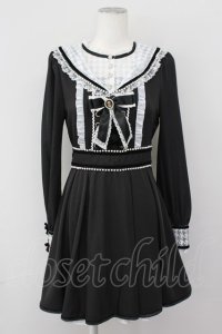 LIZ LISA / ハウンドトゥースチュールセーラーワンピース  黒Ｘ白 T-25-04-23-009-LO-OP-SA-ZT