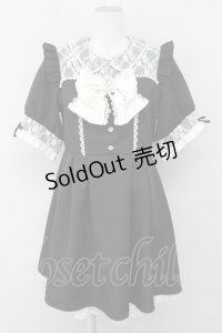 DearMyLove / レース重ねパールリボンお嬢様ワンピース LL 黒Ｘ白 T-25-04-23-011-EL-OP-SA-ZI