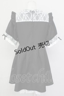 画像2: DearMyLove / レース重ねパールリボンお嬢様ワンピース LL 黒Ｘ白 T-25-04-23-011-EL-OP-SA-ZT