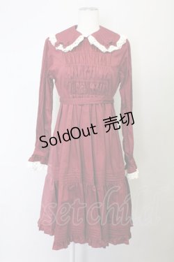 画像7: metamorphose / シャーリング長袖ワンピース  エンジ T-25-04-23-001-ME-OP-SA-ZI