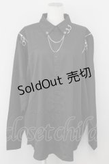 THICC / 肩ZIPシャツ  黒Ｘシルバー T-25-04-23-014-LO-BL-SA-ZI