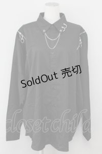 THICC / 肩ZIPシャツ  黒Ｘシルバー T-25-04-23-014-LO-BL-SA-ZI
