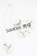 PINK HOUSE / バラコサージュビーズネックレス&ブレスレット  ホワイト T-25-04-25-022-LO-ZA-SA-ZT