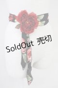 WONDERFUL WORLD / バラコサージュ付きサッシュベルト  ブラック×レッド T-25-04-25-002-LO-ZA-SA-ZT