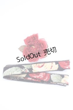 画像2: WONDERFUL WORLD / バラコサージュ付きサッシュベルト  ブラック×レッド T-25-04-25-002-LO-ZA-SA-ZT