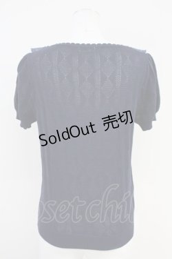 画像2: axes femme / 巻き薔薇透かし半袖ニットトップス  ネイビー T-25-05-16-017-AX-TO-SA-ZT