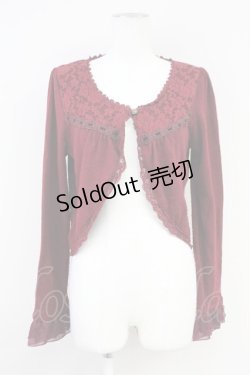 画像1: axes femme / 起毛レース切替ボレロ  ボルドー T-25-05-16-031-AX-TO-SA-ZI