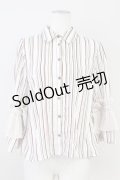 axes femme POETIQUE / 袖プリーツフリル使いブラウス  アイボリーＸボルドー T-25-05-16-004-AX-BL-SA-ZT