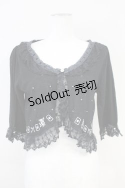 画像1: axes femme / Disneyトランプ刺繍ボレロ  黒Ｘ白 T-25-05-16-033-AX-TO-SA-ZI