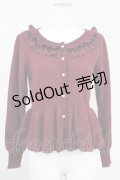 axes femme / ローズレース襟ニットカーディガン  ボルドー T-25-05-16-035-AX-TO-SA-ZT